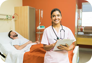 Registered Nurse caring for a patient